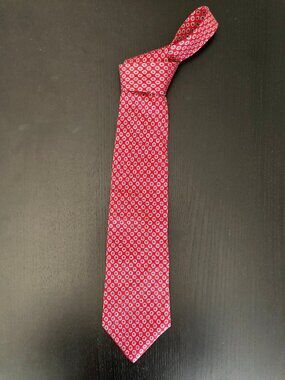 Crooks & Creed London 100% Silk Tie, Red & Floral Pattern, Eclectic Grandpa